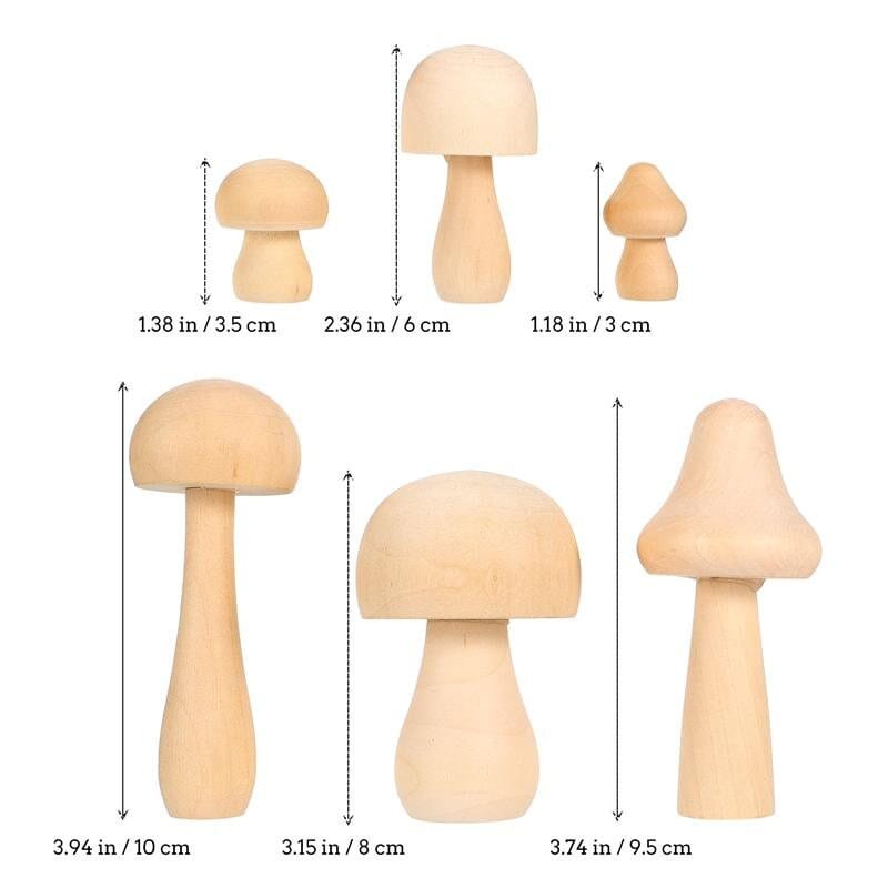 spielzeug-opa Dekoration Holz Pilze 6er Set Pilze Herbst Deko Tischdeko Holzspielzeug Bastel Deko Holz Pilzset