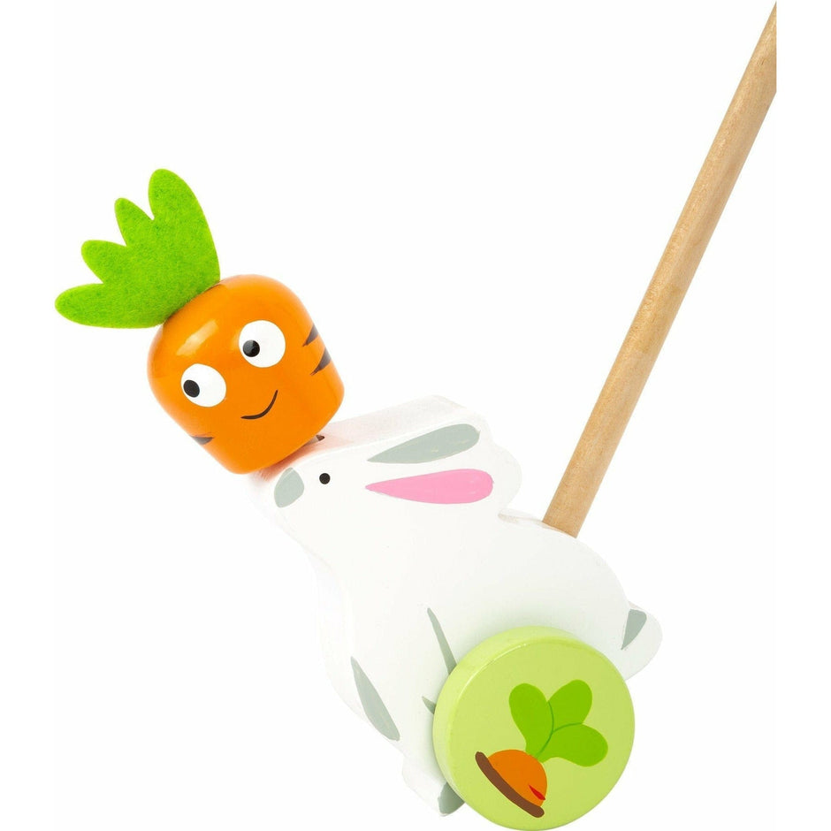 small foot Baby & Kleinkind Schiebe Osterhase Hase mit Dreh Möhre Kinderspielzeug Holzspielzeug small foot Ab 18 Monaten zum Spielen Schiebe Spiel Holz