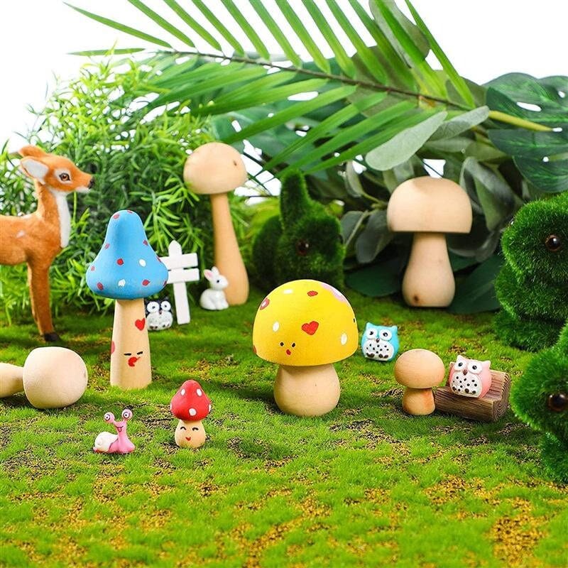 spielzeug-opa Dekoration Holz Pilze 6er Set Pilze Herbst Deko Tischdeko Holzspielzeug Bastel Deko Holz Pilzset