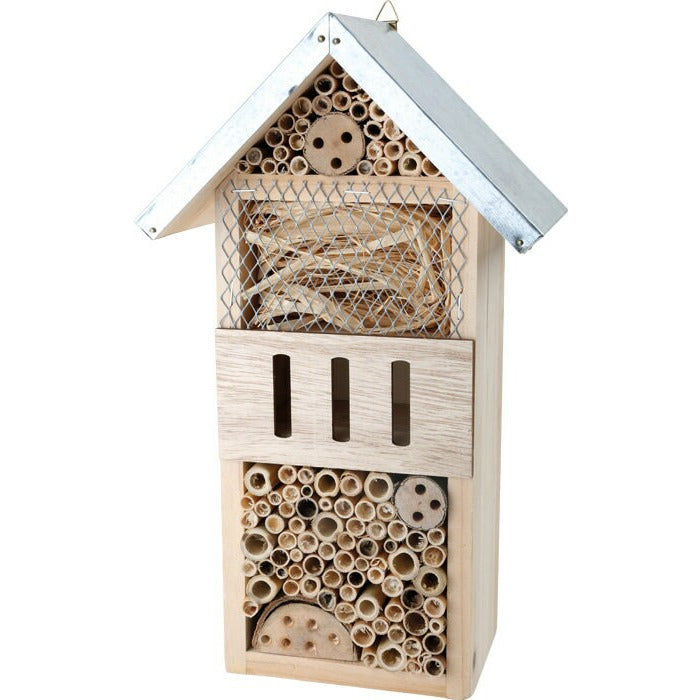 Insektenhotel, Bienen Hotel, Holz verzinktes Metalldach Xl, Insekten Bau Insekten Haus  Wildbienen Haus Metall Dach