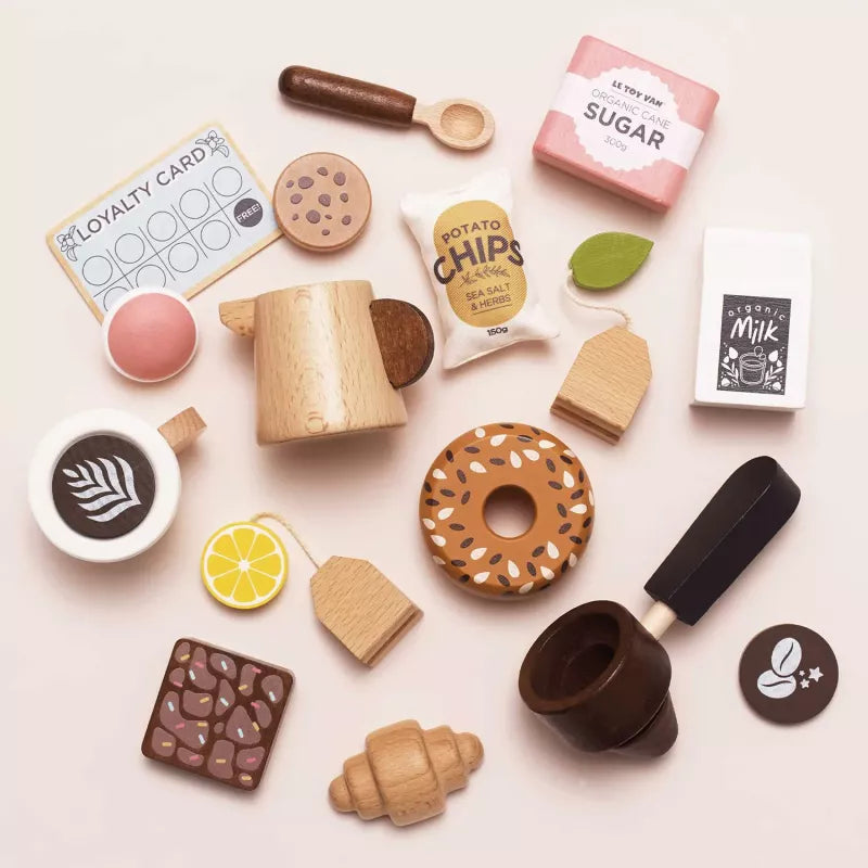 Barista Café Shop aus Holz – Spielcafé mit Kaffeemaschine ab 3 Jahren