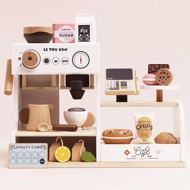 Barista Café Shop aus Holz – Spielcafé mit Kaffeemaschine ab 3 Jahren