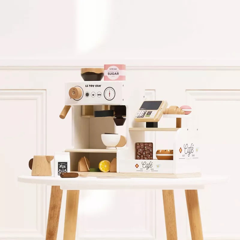 Barista Café Shop aus Holz – Spielcafé mit Kaffeemaschine ab 3 Jahren