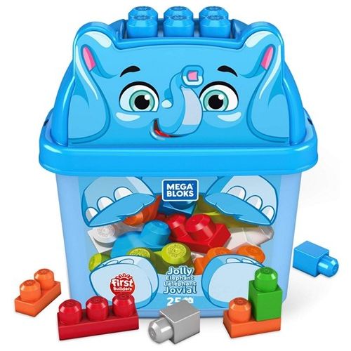 MEGA BLOKS Erste Bausteine – 25 bunte Steckbausteine in der Elefant-Box | ab 3 Jahren