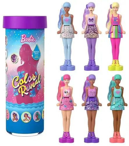 Mattel Baby & Kleinkind Mini Barbie Land Color Reveal Puppe 10 Stück | Mini-Puppe 4cm