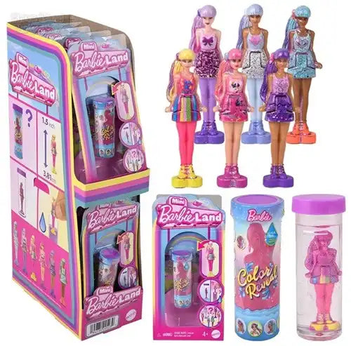 Mattel Baby & Kleinkind Mini Barbie Land Color Reveal Puppe 10 Stück | Mini-Puppe 4cm