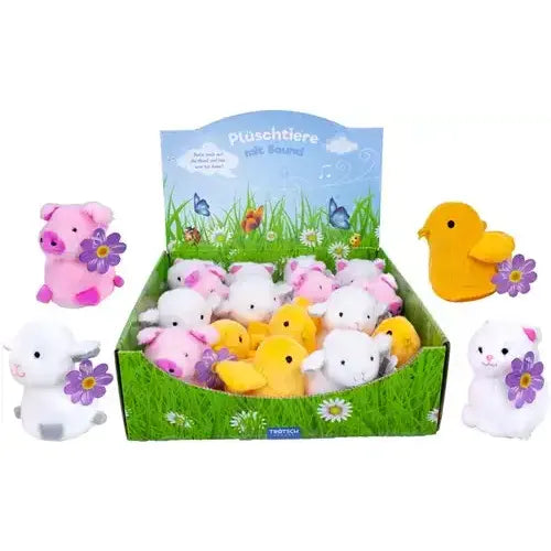 Trötsch Baby & Kleinkind Trötsch Plüsch-Bauernhoftiere mit Ton – 16er Display | Mini Plüschtiere 8 cm
