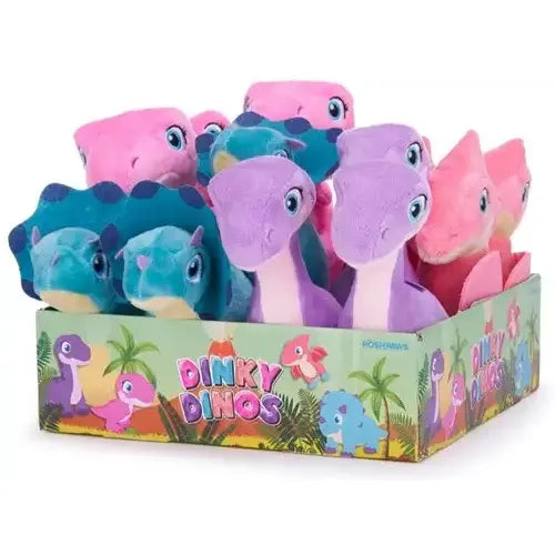 Plüsch Girlie Dinky Dino’s – 4-fach sortiert | ca. 15 cm | 12 Stück im Display Stoff Dinos