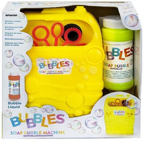 Amscan Baby & Kleinkind 1 Stück Seifenblasenmaschine inklusive 120 ml Seifenblasenflüssigkeit – sortierte Farben