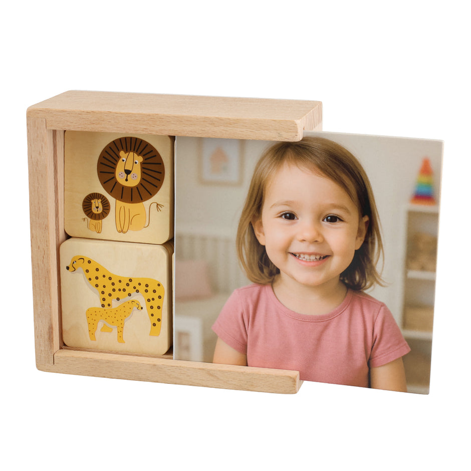 Personalisiertes Memo Spiel aus Holz Tiere Kartenspiel aus Holz Kinderspielzeug Holzspielzeug Memory 28 Teilig ab 3 Jahren.