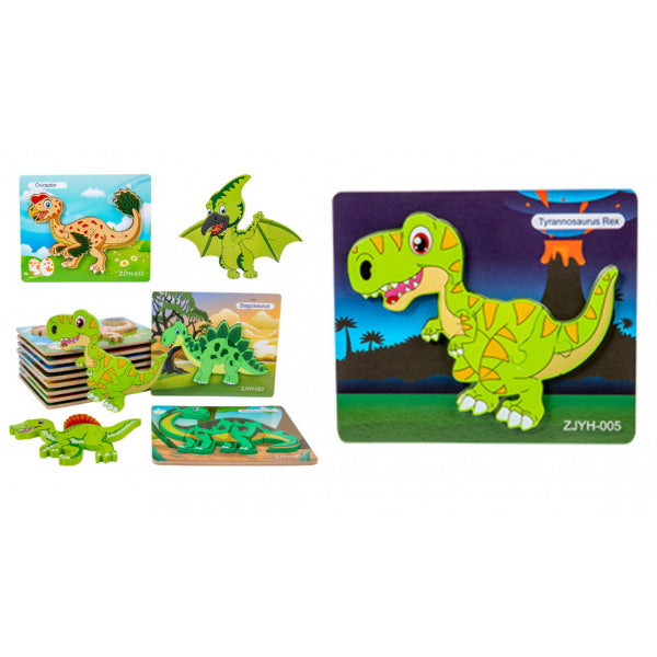 Puzzle aus Holz - Dinosaurier Tyrannosaurus 17,5 x 14,7 cm