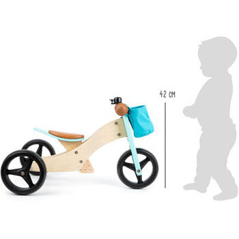 2 in 1 Personalisiertes Türkis Laufrad und Dreirad in einem, Kinderspiel, Holzspielzeug für Kinder ab 12 Monaten smal foot