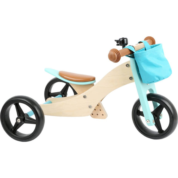 small foot Kleinkind Spielzeug 2 in 1 Personalisiertes Türkis Laufrad und Dreirad in einem, Kinderspiel, Holzspielzeug für Kinder ab 12 Monaten smal foot