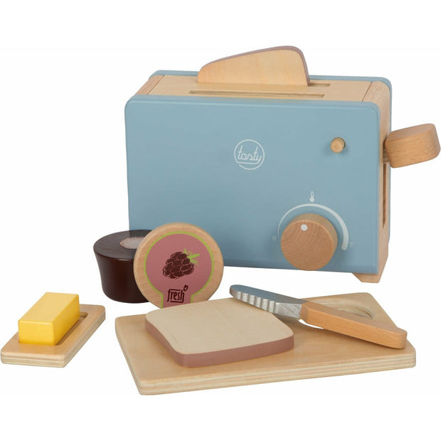 small foot Spielzeug Toaster Holz Toaster-Set Kinderspielzeug Holz Küchenspielzeug Toaster ab 3 Jahren Geschirr