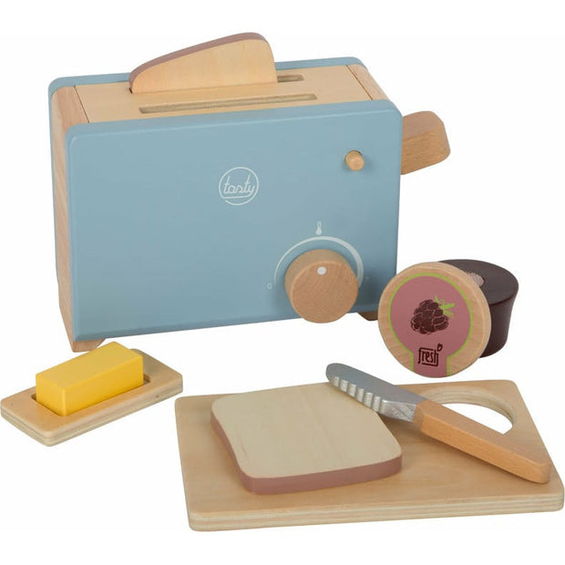 small foot Spielzeug Toaster Holz Toaster-Set Kinderspielzeug Holz Küchenspielzeug Toaster ab 3 Jahren Geschirr