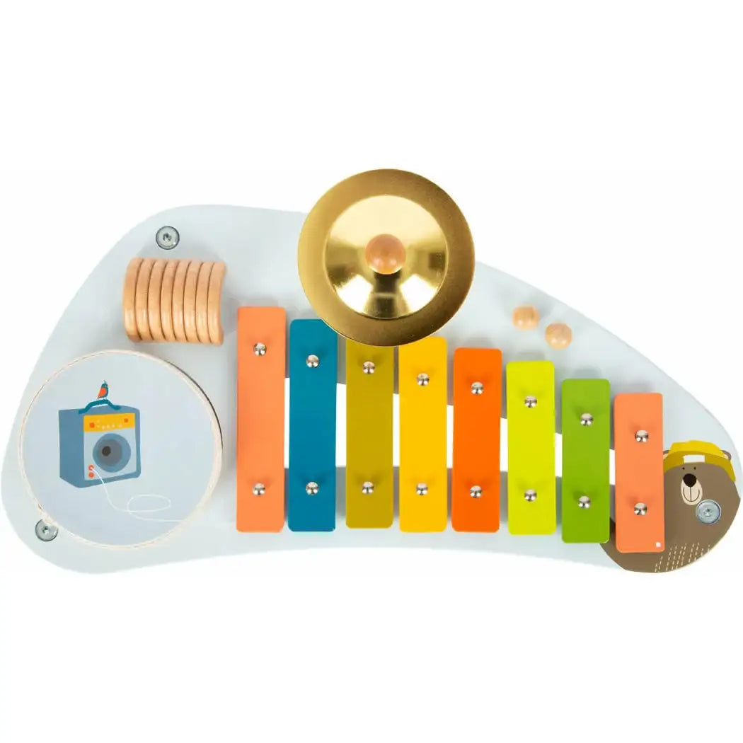 Bunter Holz-Xylophon mit Glocke, Trommel und Tiermotiv – ideal als Geschenk für Kleinkinder