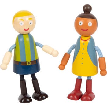 small foot Biege Puppen Biegepuppen Familie mit Rollstuhl Holzpuppen Puppenhausfiguren ab 3 Jahren