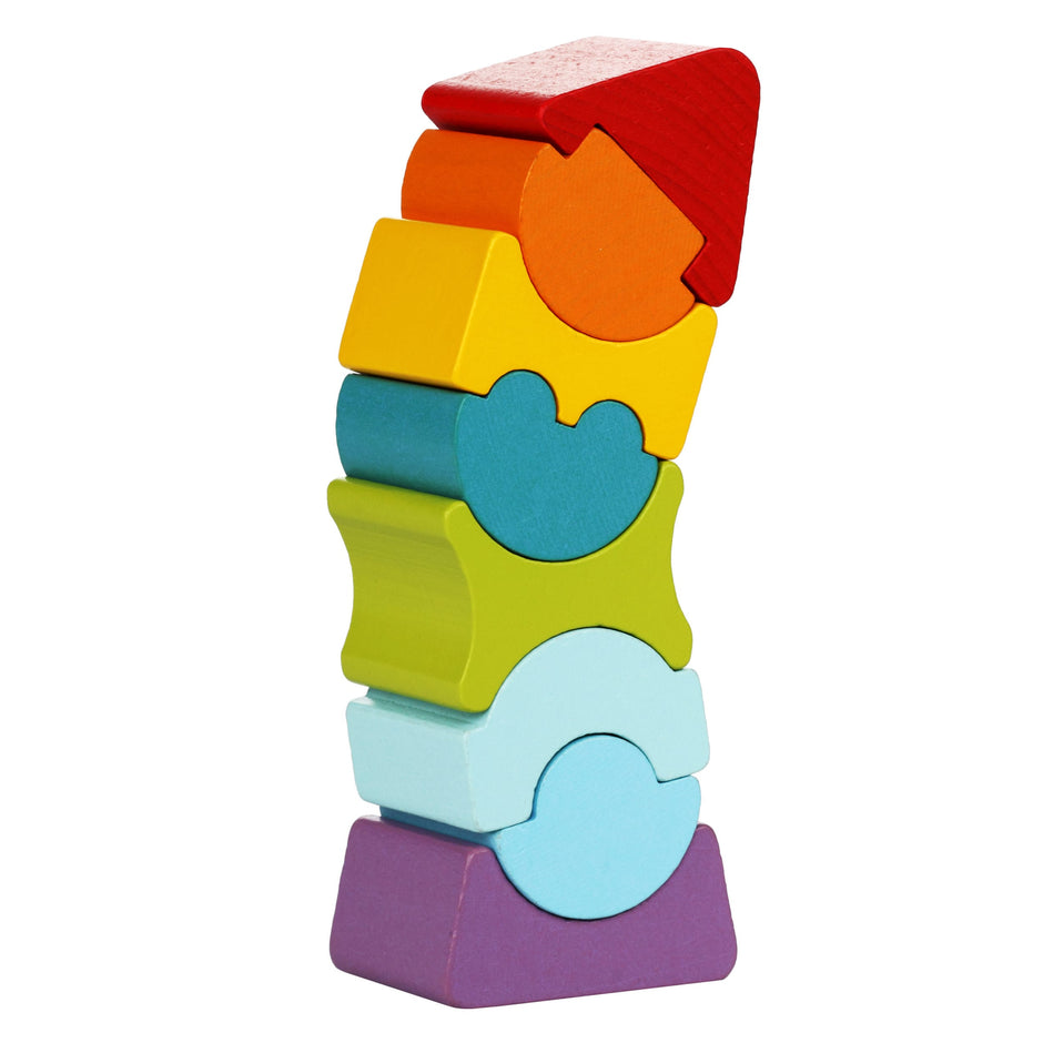 Cubika stapelsteine Wackle Turm Holz Kinderspielzeug ab 24 Monaten Stapelspielzeug Holzspielzeug Motorikspiel