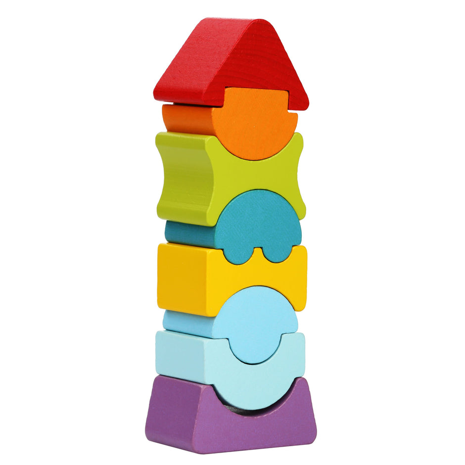 Cubika stapelsteine Wackle Turm Holz Kinderspielzeug ab 24 Monaten Stapelspielzeug Holzspielzeug Motorikspiel
