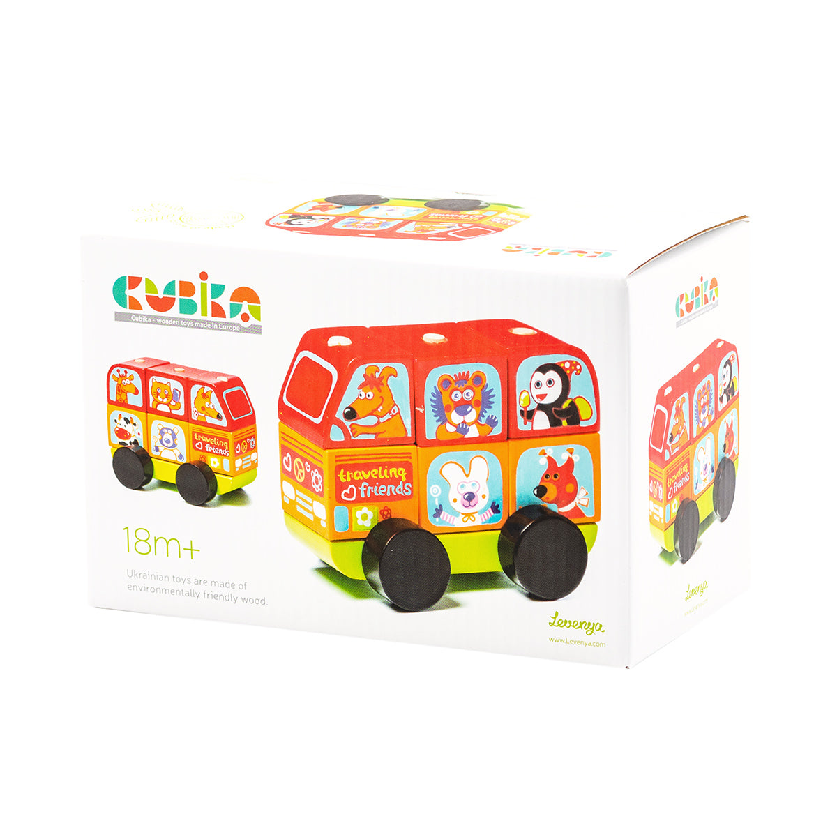 Holz Bus Spielzeug Bus mit Tieren Cubika ab 18 Monaten