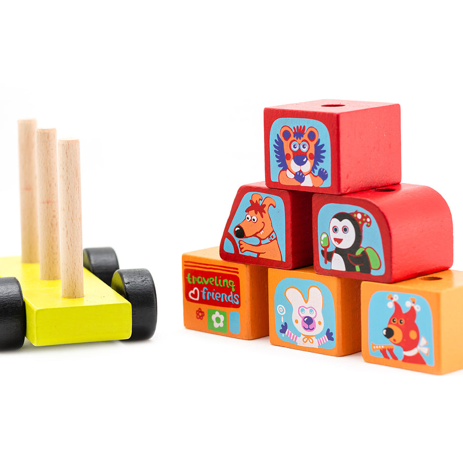 Holz Bus Spielzeug Bus mit Tieren Cubika ab 18 Monaten
