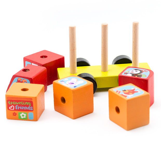 Holz Bus Spielzeug Bus mit Tieren Cubika ab 18 Monaten