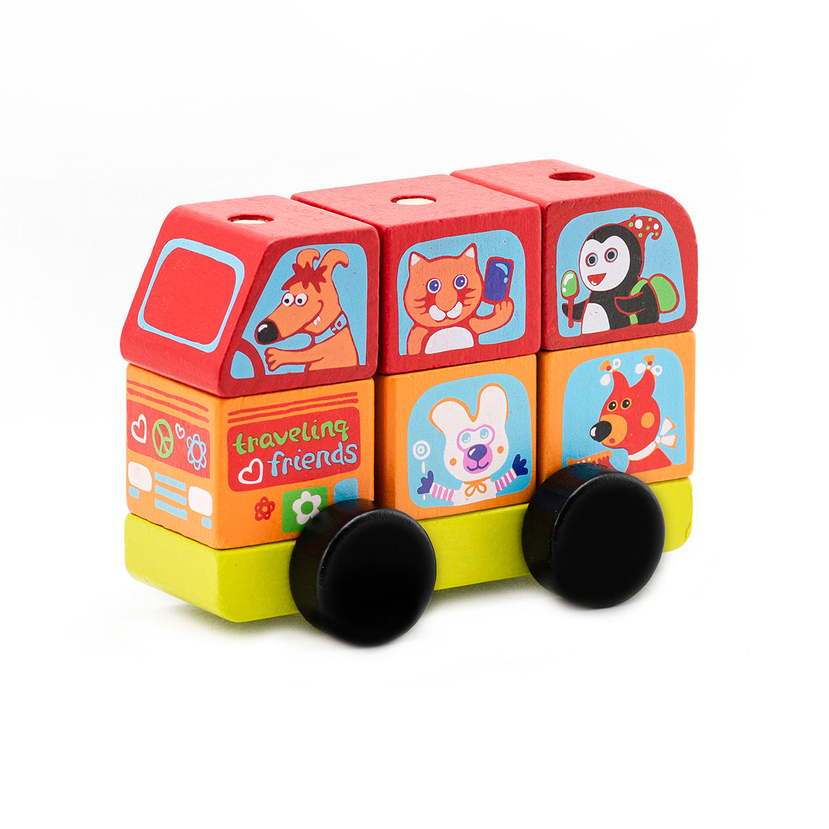 Holz Bus Spielzeug Bus mit Tieren Cubika ab 18 Monaten