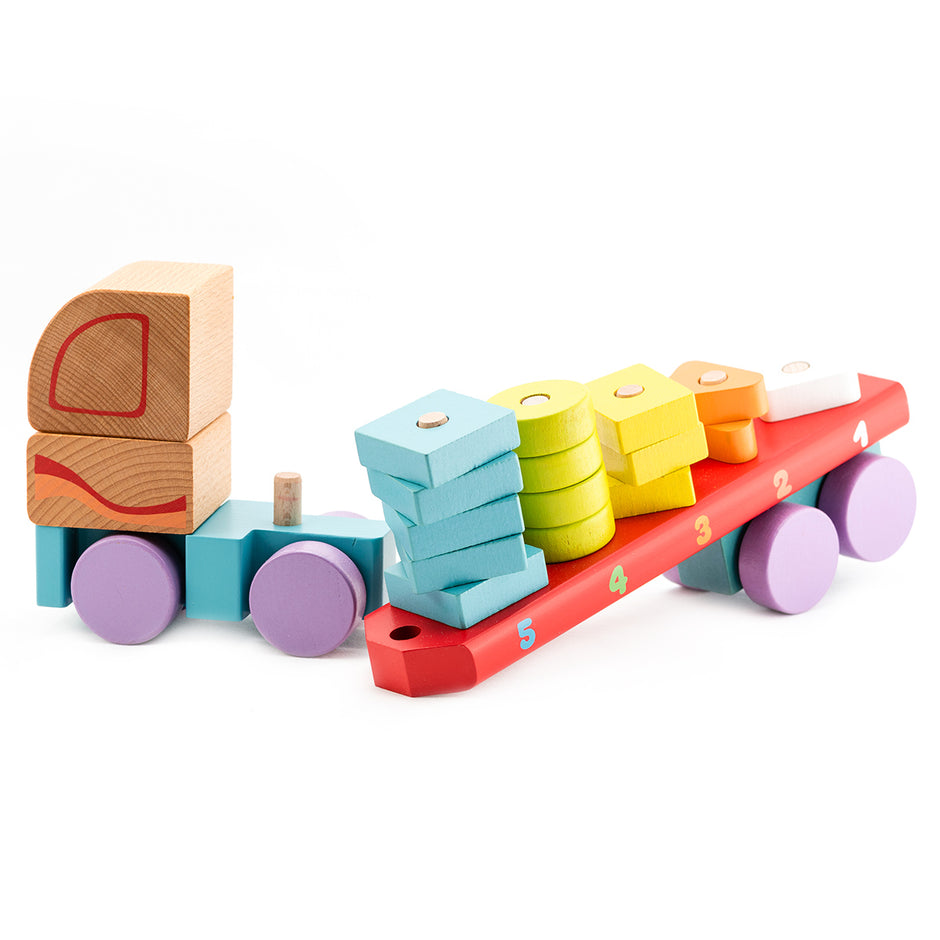 Holztransporter Holz LKW mit Bausteinen Cubika ab18 Monaten