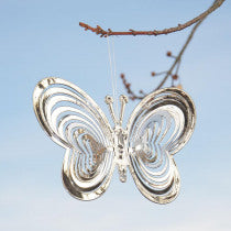 Windspiel Schmetterling, silber, 21x15cm  Deko