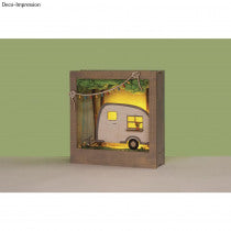 Wohnwagen Bausatz zu selber gestallten mit LED Kette 24x24x6,5cm, 13-tlg. , Box 1Set, natur - Spielzeug Opa