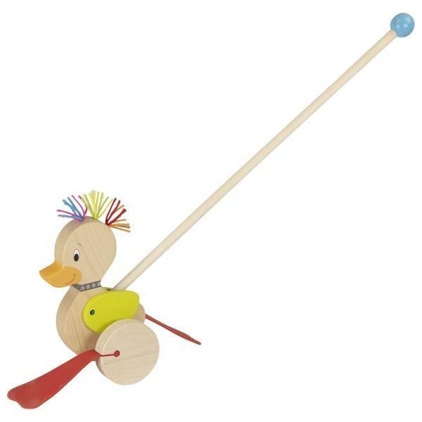 Goki Schiebe Ente Holz Personalisiertes Schiebe Punk Ente Kinderspielzeug Holzspielzeug Ab 18 Monaten