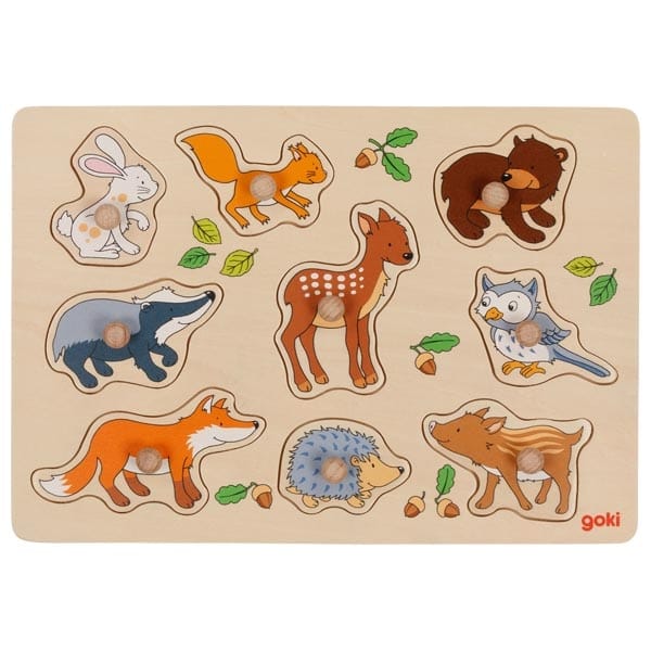 Goki Setzpuzzle Waldtiere OHNE NAMEN Personalisiertes Steckpuzzle Waldtiere Holz Ab 12 Monaten