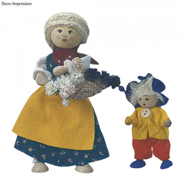 Holzpüppchen/Sisal Bastle Puppe Figur