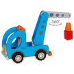 Goki Spielzeug LKW Holz Personalisiert XL Spielzeug LKW Kran Holz Blau Kinderspielzeug 32 x 9 x 16 cm, Holz, 5 magnetische Bausteine, 7 Teile,