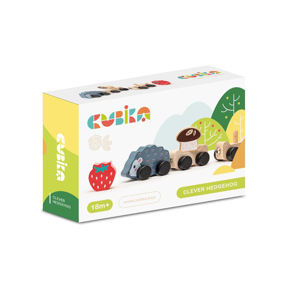 Cubika Holzzug Holzspielzeug Kluger Igel Schiebespielzeug Kinder ab 18 Monaten