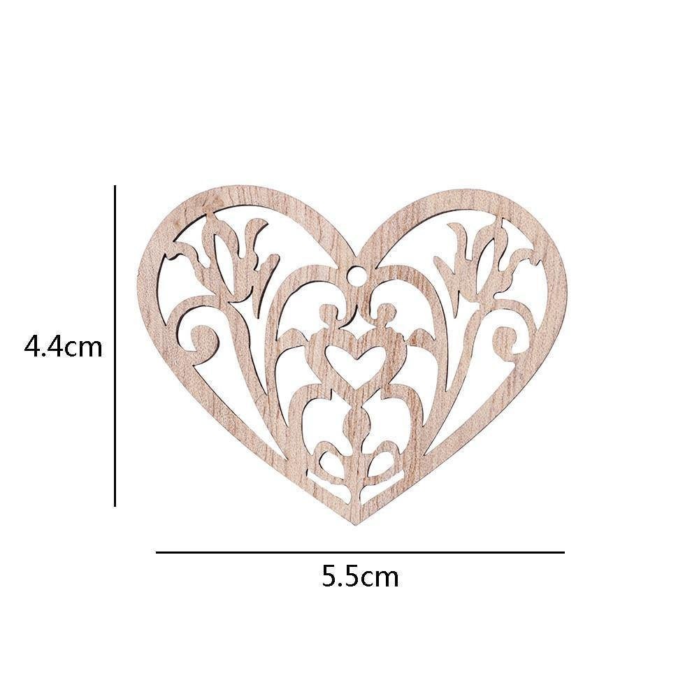 Streu Herzen Deko (8) aus Holz 10 Stück Set zum Basteln und Tisch deko Holz Herzen Hochzeit