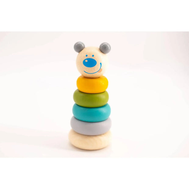 small foot Kleinkind Spielzeug Spielzeug Stapel Bär Pastell Holzspielzeug aus Holz Turm in Buntem Holz Puzzle Maße ca. 13,5x5cm ab 1 Jahr, small foot