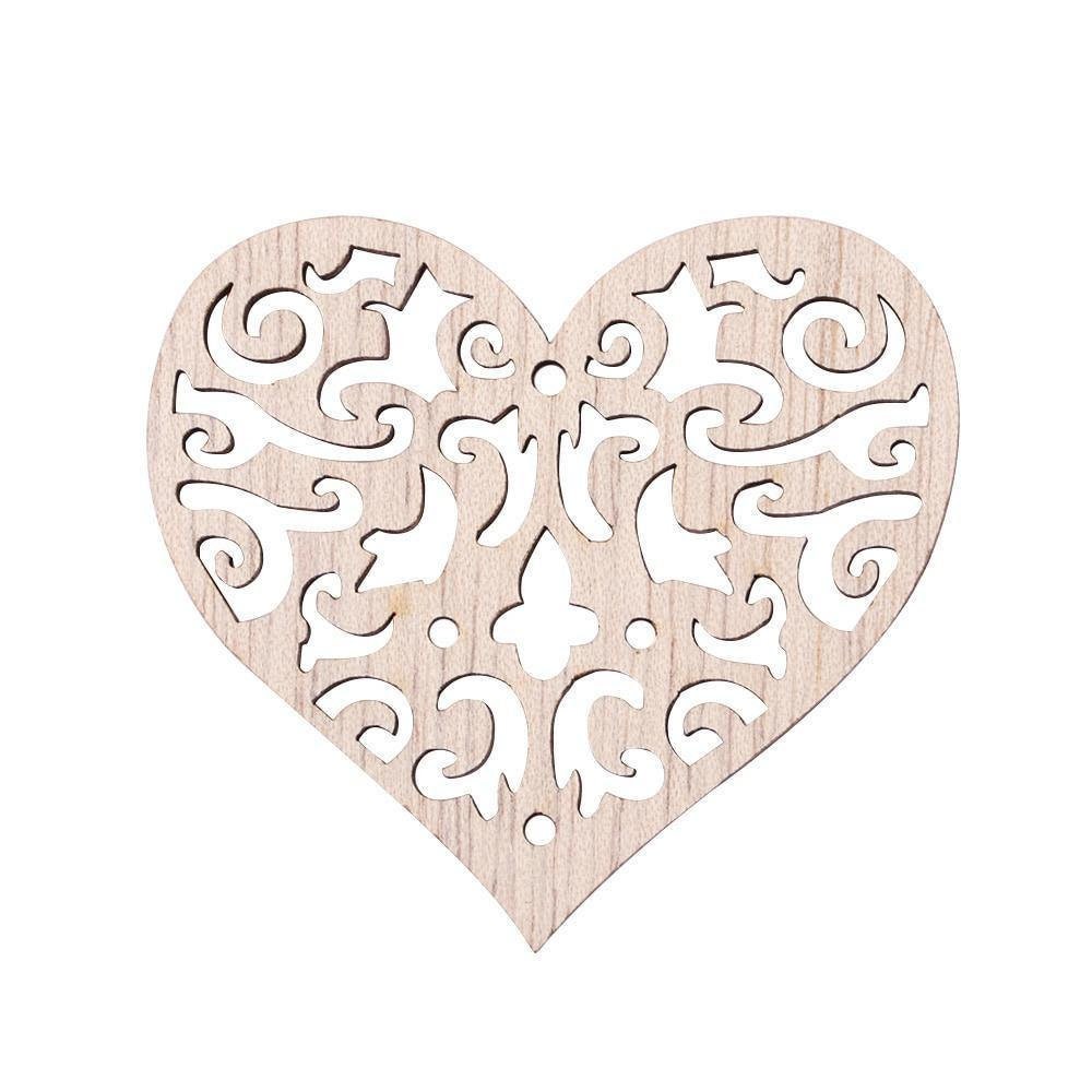 Streu Herzen Deko (8) aus Holz 10 Stück Set zum Basteln und Tisch deko Holz Herzen Hochzeit