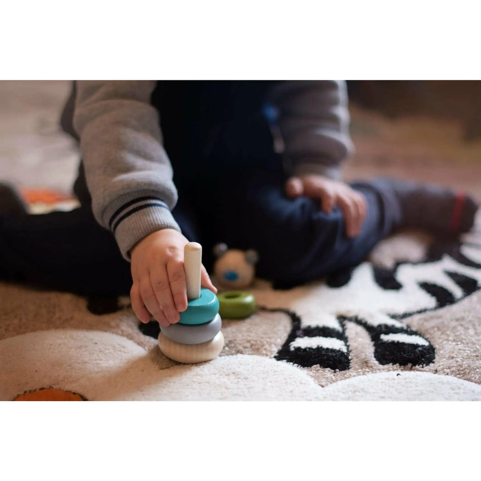 Spielzeug Stapel Bär , Katze, Frosch Holzspielzeug aus Holz Turm in Buntem Holz Puzzle Maße ca. 13,5x5cm ab 1 Jahr,