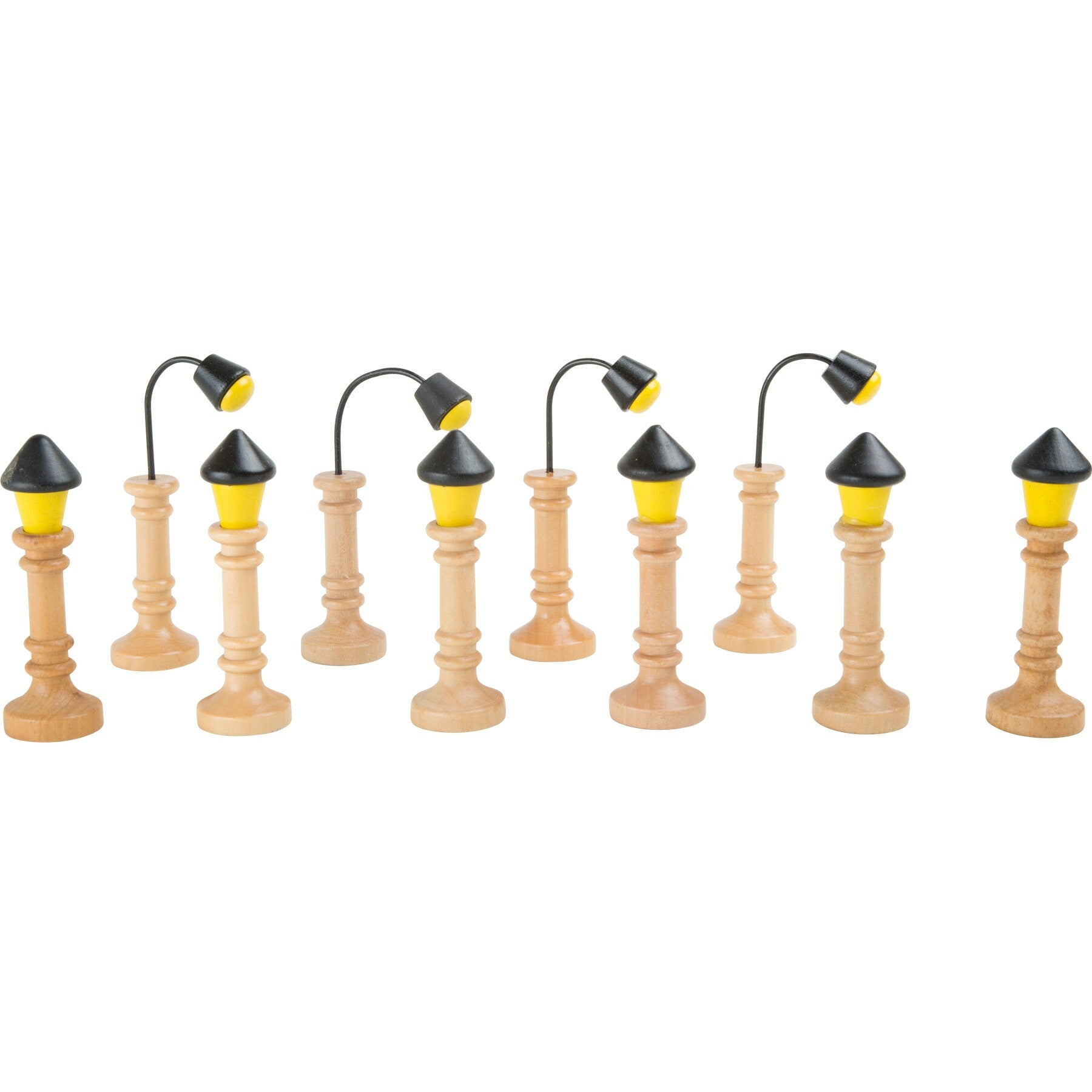 Holzeisenbahn Zubehör Lampen StraßenlampeHolz Lampen für Holzeisenbahn Straße Kinder ab 3 Jahren ca. 2,5 x 2,5 x 8,5 cm 12 Teiliges Set.