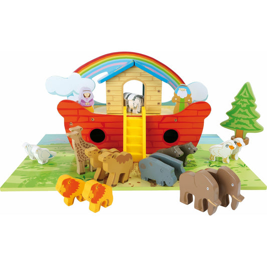 Spielset Arche Noah PERSONALISIERT aus Holz, Taufgeschenk  Schiff Spielzeug, Tier Welt, Holzspielzeug 20 Teiliges Set ab 3 Jahren