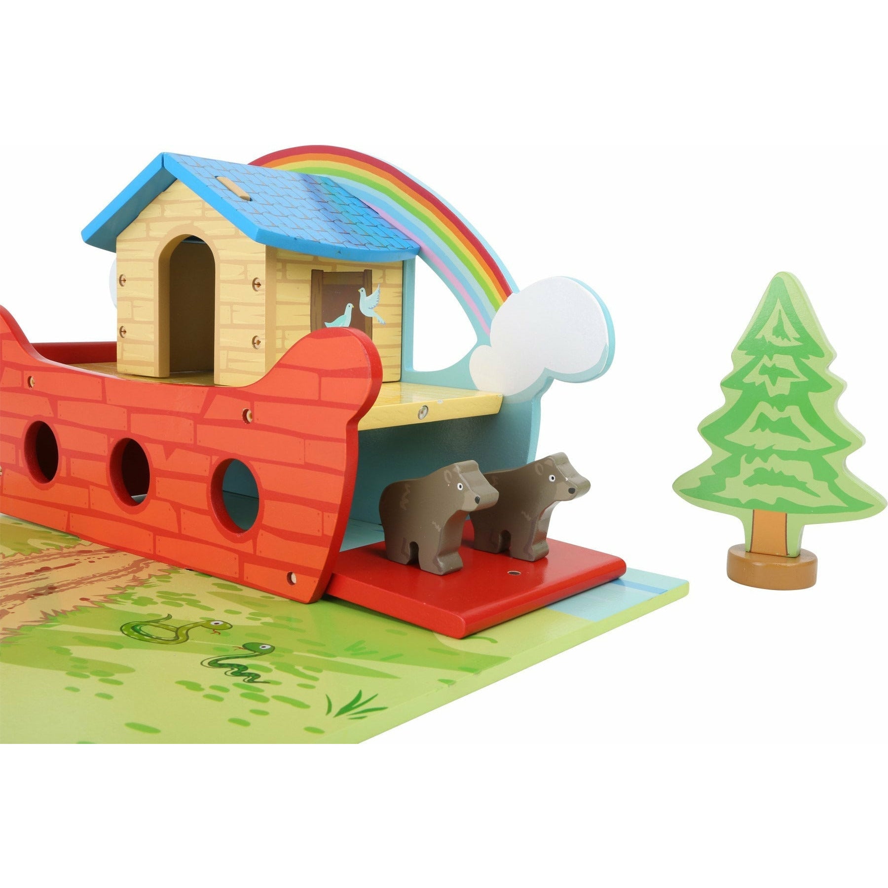 Spielset Arche Noah PERSONALISIERT aus Holz, Taufgeschenk  Schiff Spielzeug, Tier Welt, Holzspielzeug 20 Teiliges Set ab 3 Jahren