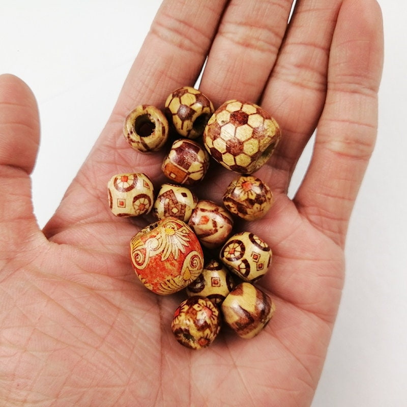 Holz-Kugeln(26/27/28) Bastle Perlen 3 Größen zur Auswahl  Ketten Perlen Holz Bunt 10/12/18mm Stück Löchern zum Auffädeln.