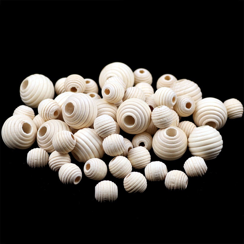 Holz-Kugeln(30), Bastle Perlen in Verschiedenen Größen gerillte Perlen Ketten Perlen Holz 12mm oder 20mm , sowie Löchern zum Auffädeln.