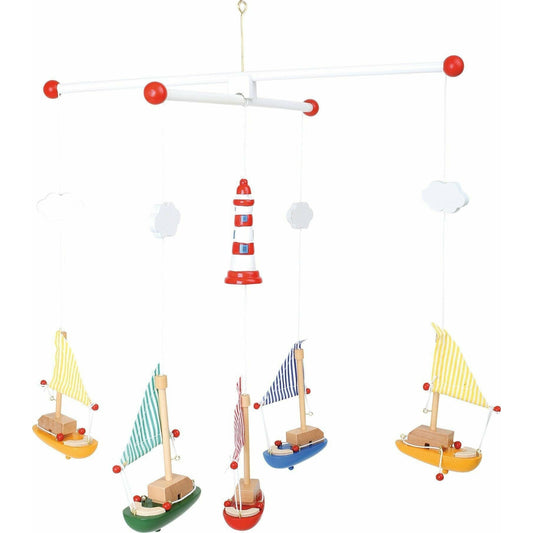 Mobile Segelboote mit Leuchtturm Holz Bunte Holz Mobile Große Ausführung