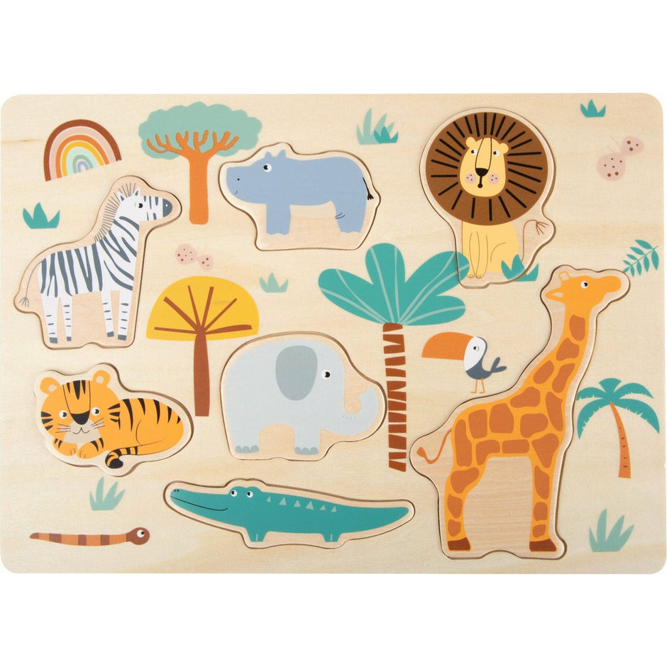 Legler Setzpuzzle Holz Tiere JETZT NEU Personalisiert gelasert Setzpuzzle Holz  Wildtiere Löwe Zebra Puzzle für Kinder Holzspielzeug Steckpuzzle Maße: ca. 30 x 22 x 1 cm