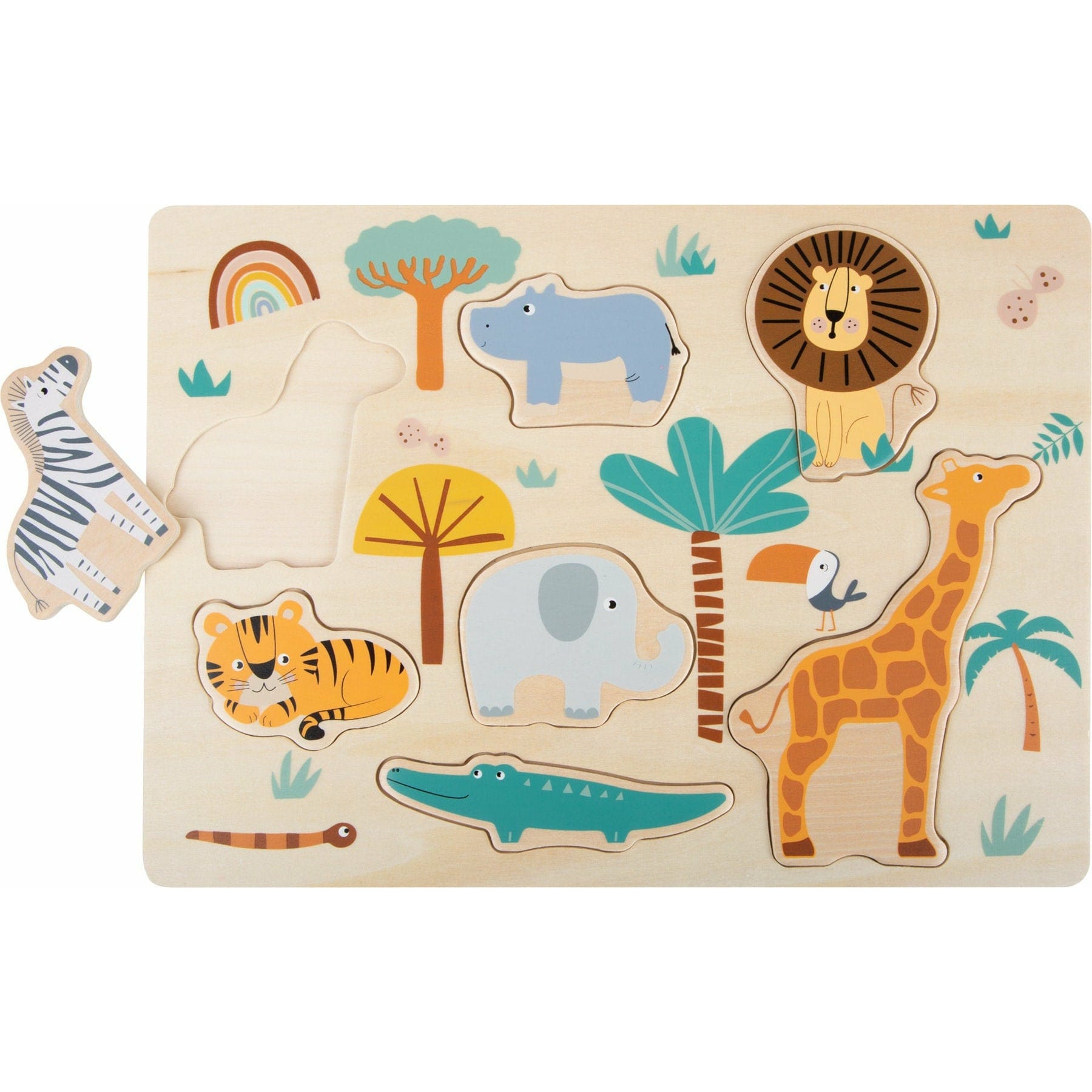 Legler Setzpuzzle Holz Tiere JETZT NEU Personalisiert gelasert Setzpuzzle Holz  Wildtiere Löwe Zebra Puzzle für Kinder Holzspielzeug Steckpuzzle Maße: ca. 30 x 22 x 1 cm