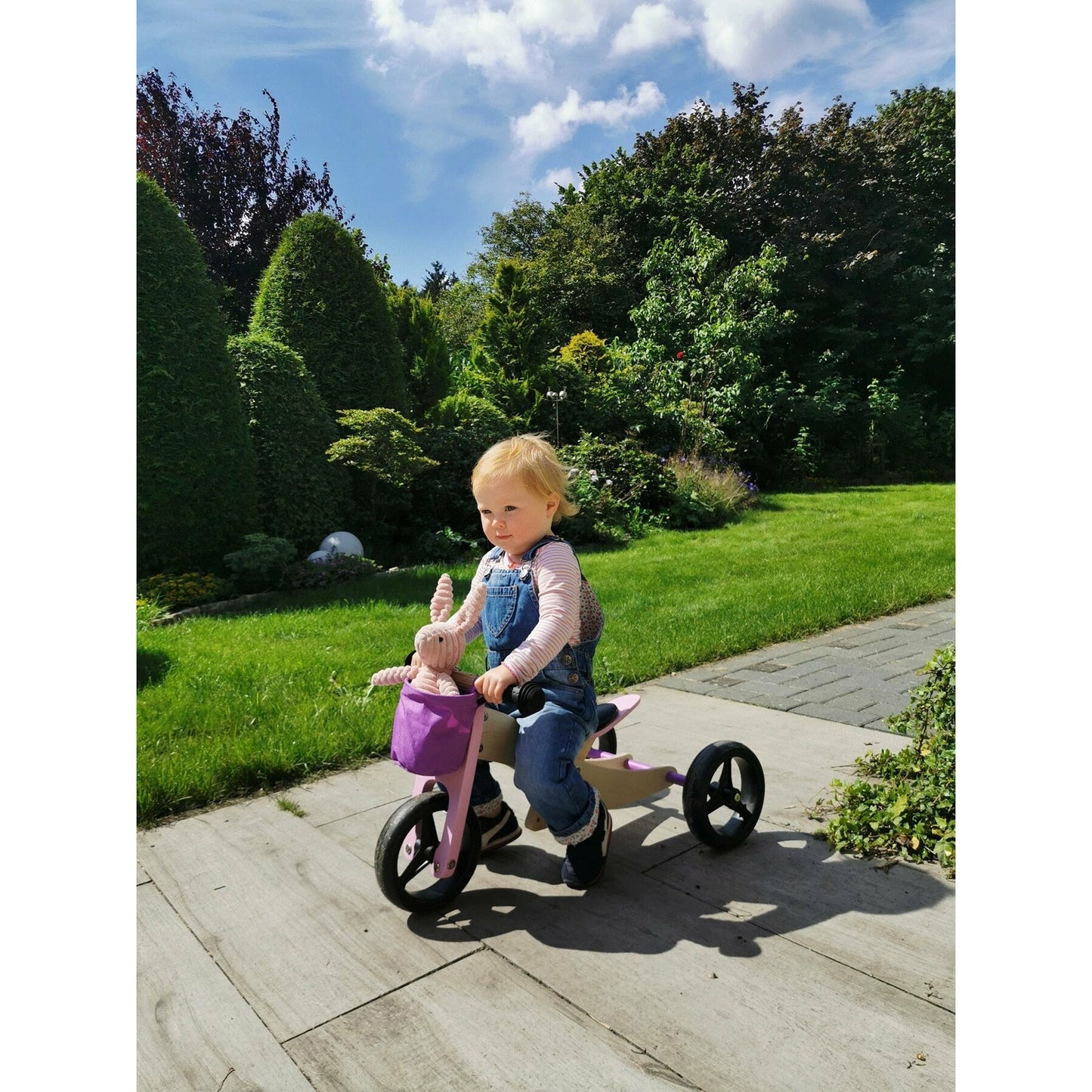 Personalisiertes Laufrad und Dreirad in einem, Kinderspiel, Holzspielzeug für Kinder ab 12 Monaten Dreirad Laufrad.Rosa