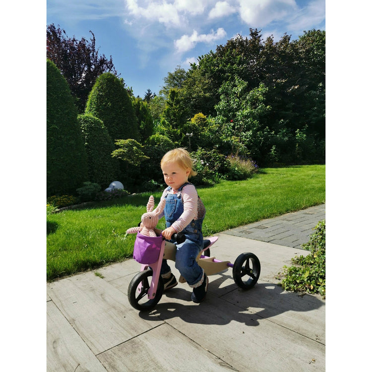 Personalisiertes Laufrad und Dreirad in einem, Kinderspiel, Holzspielzeug für Kinder ab 12 Monaten Dreirad Laufrad.Rosa