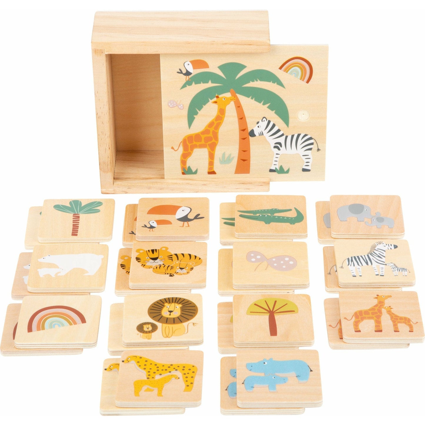 Personalisiertes  Memo Memory Spiel aus Holz Tiere Kartenspiel aus Holz Kinderspielzeug Holzspielzeug Memory 28 Teilig ab 3 Jahren.
